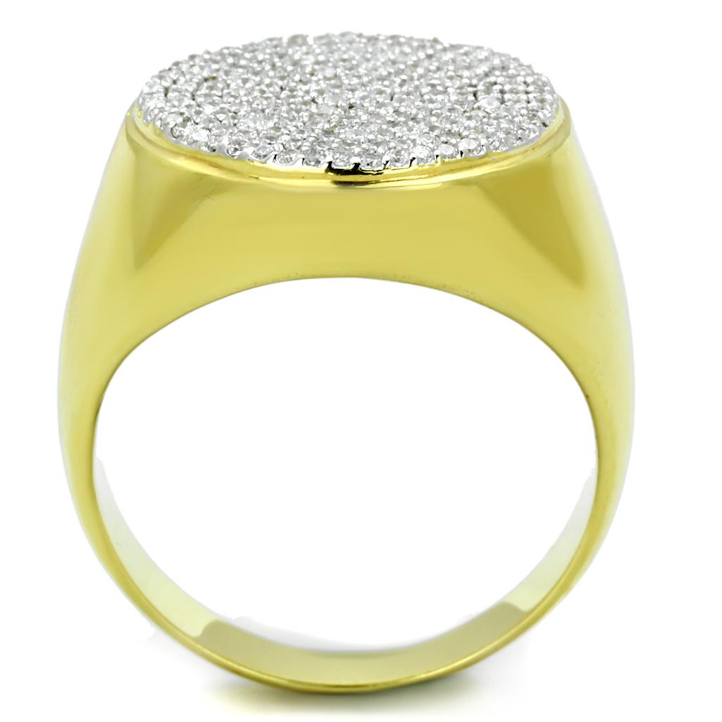 TS238 - Gold+Rhodium 925 Sterling Silver Ring with AAA Grade CZ in Clear