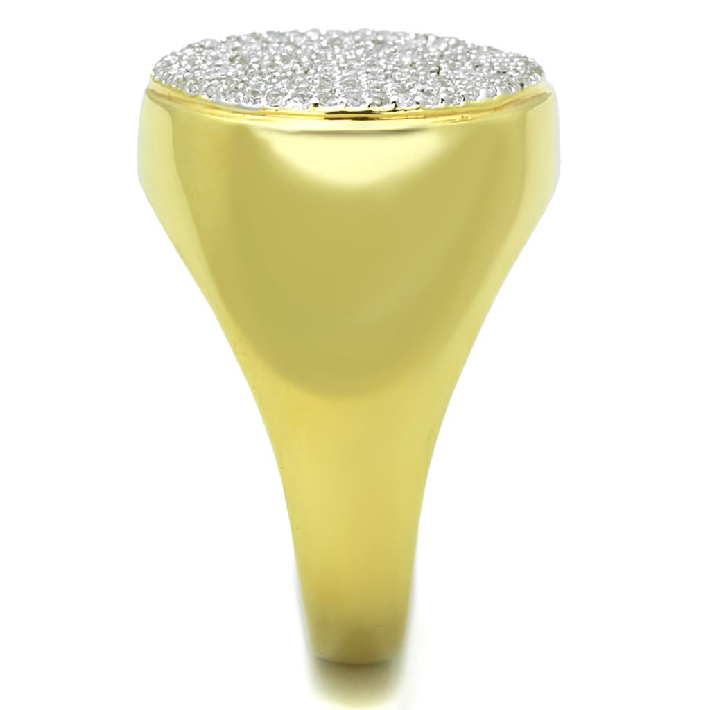 TS238 - Gold+Rhodium 925 Sterling Silver Ring with AAA Grade CZ in Clear
