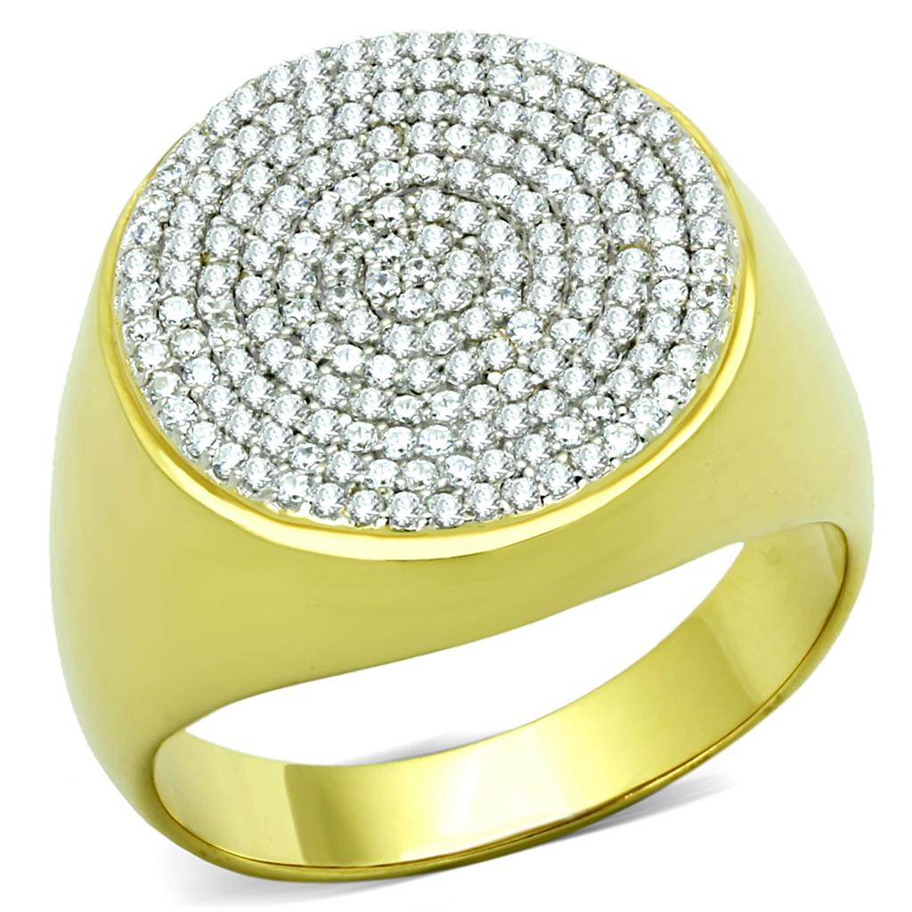 TS238 - Gold+Rhodium 925 Sterling Silver Ring with AAA Grade CZ in Clear