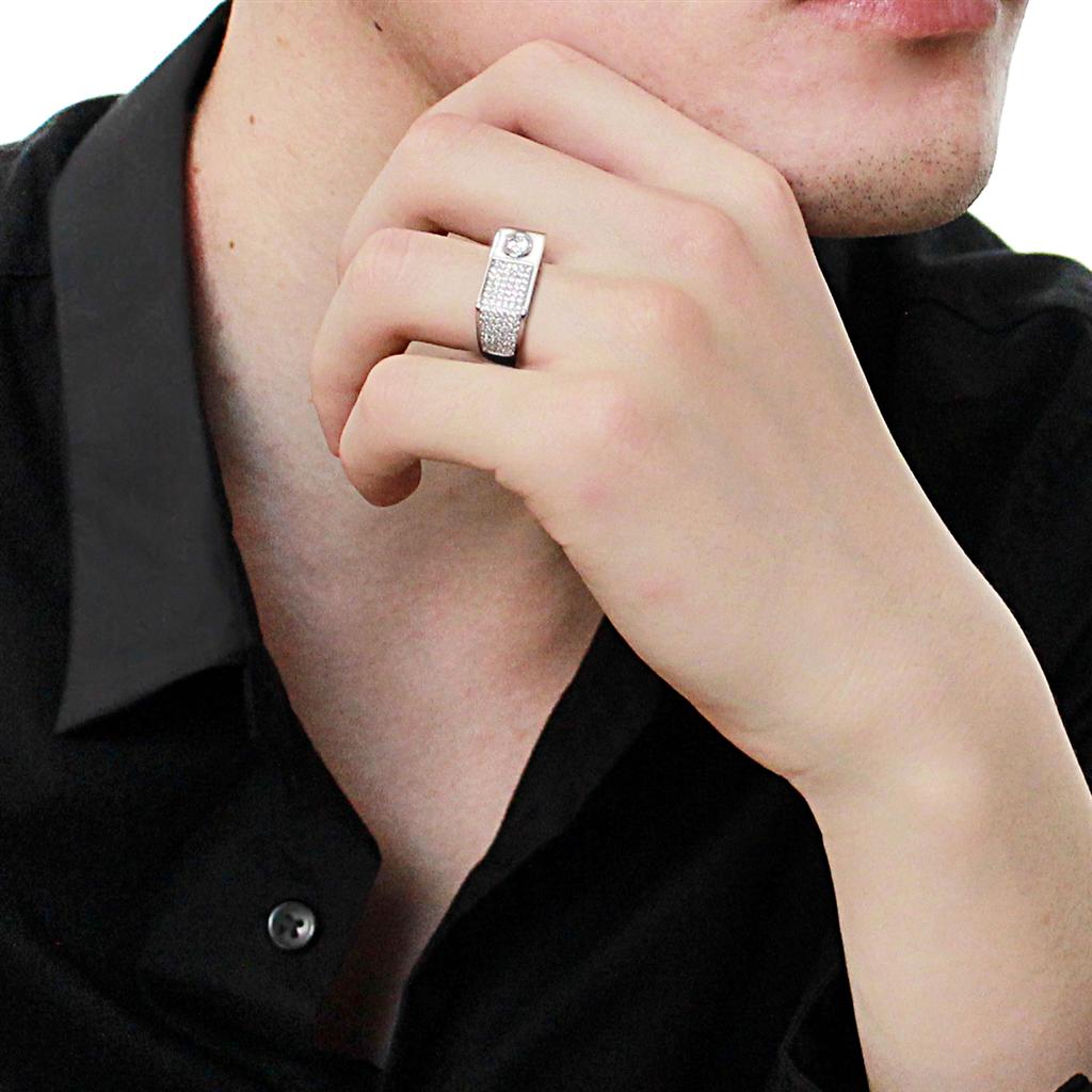 TS239 - Rhodium 925 Sterling Silver Ring with AAA Grade CZ in Clear