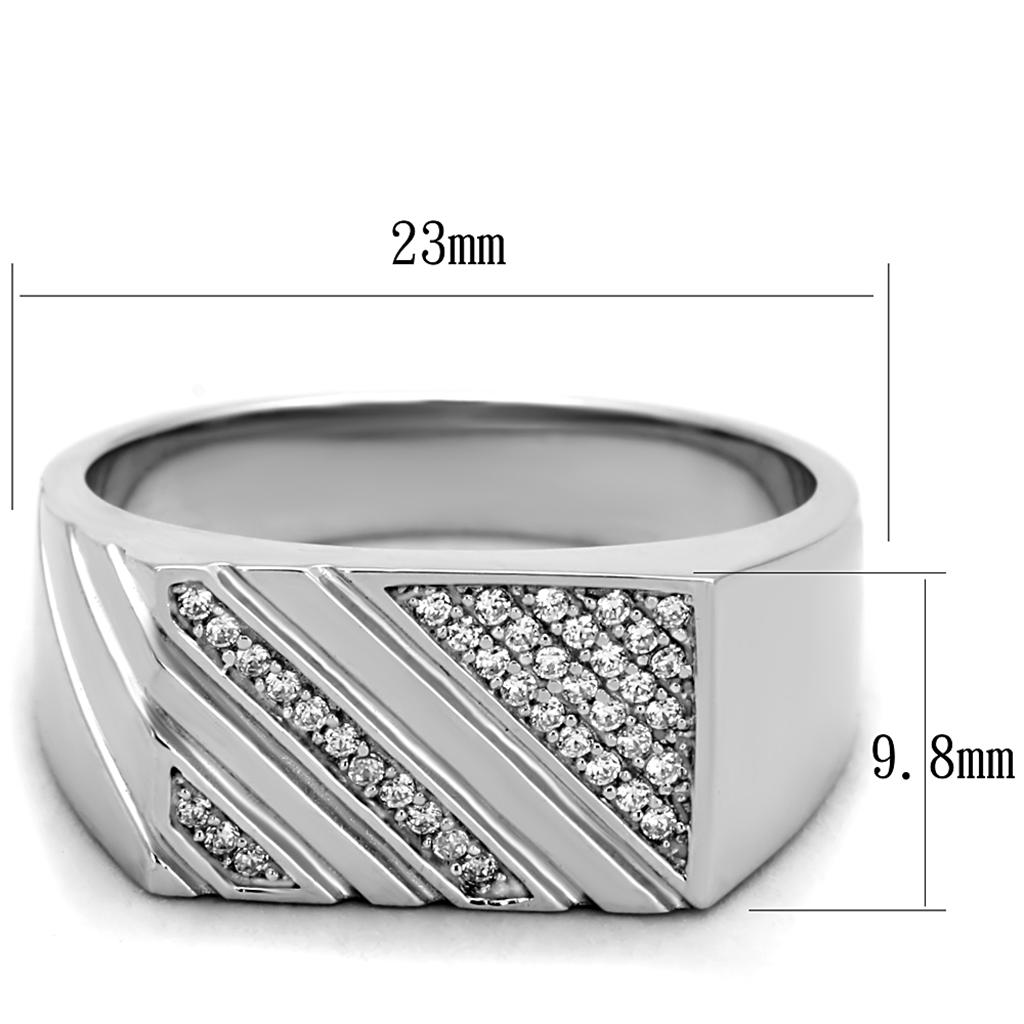 TS240 - Rhodium 925 Sterling Silver Ring with AAA Grade CZ in Clear