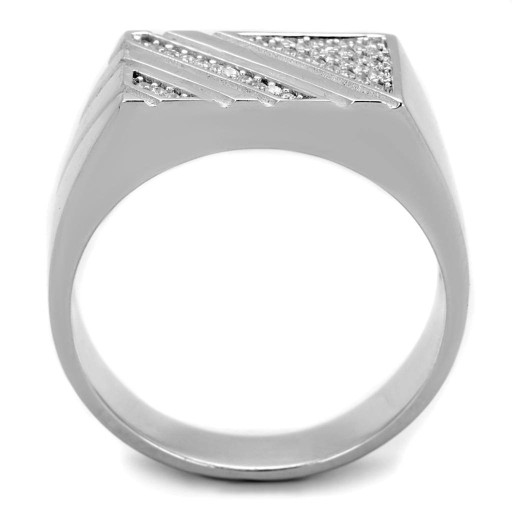 TS240 - Rhodium 925 Sterling Silver Ring with AAA Grade CZ in Clear