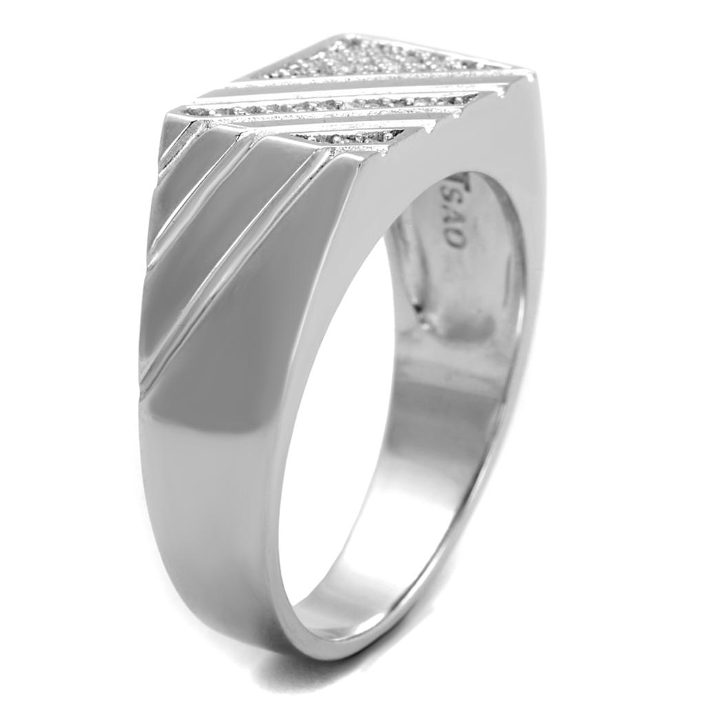 TS240 - Rhodium 925 Sterling Silver Ring with AAA Grade CZ in Clear