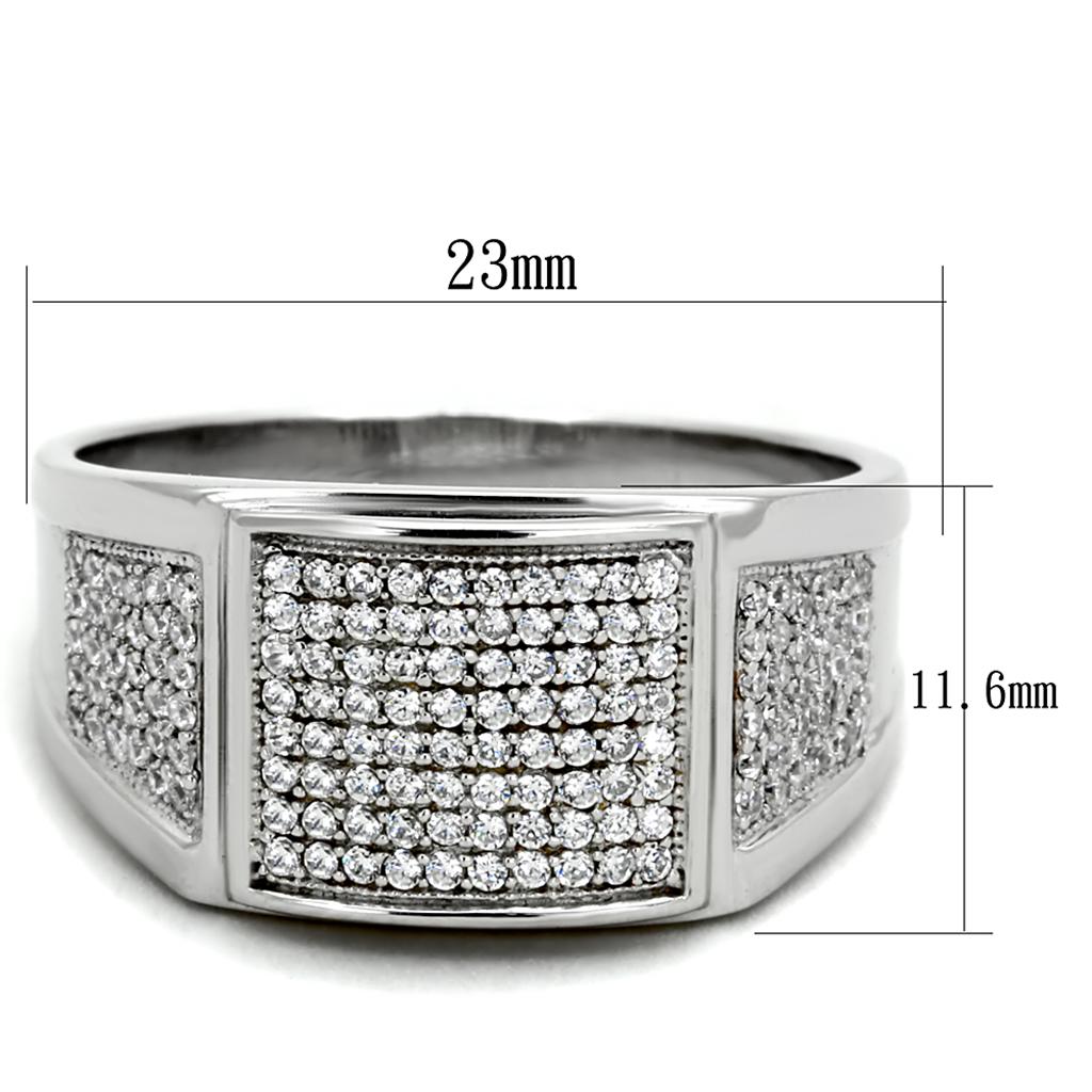 TS241 - Rhodium 925 Sterling Silver Ring with AAA Grade CZ in Clear