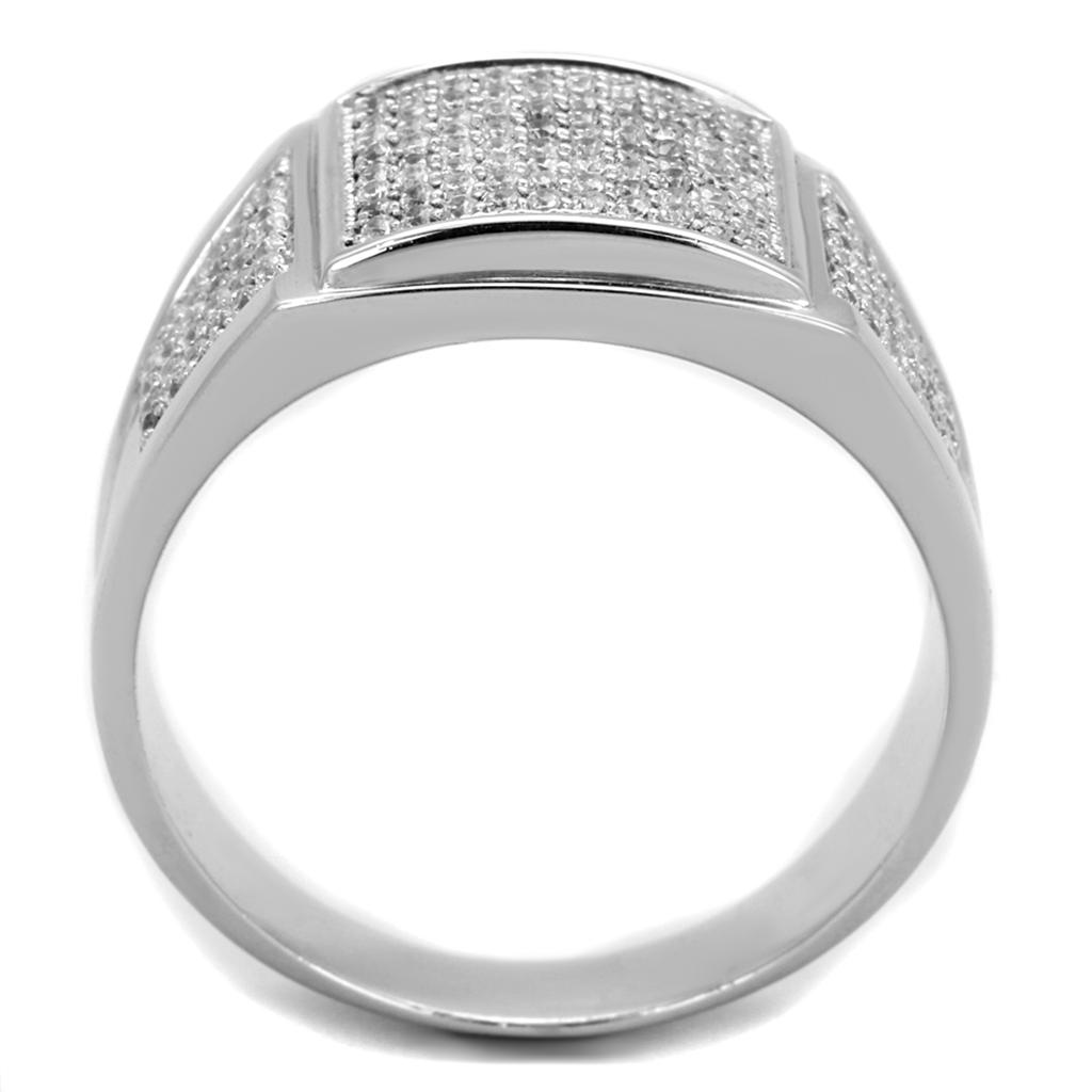 TS241 - Rhodium 925 Sterling Silver Ring with AAA Grade CZ in Clear