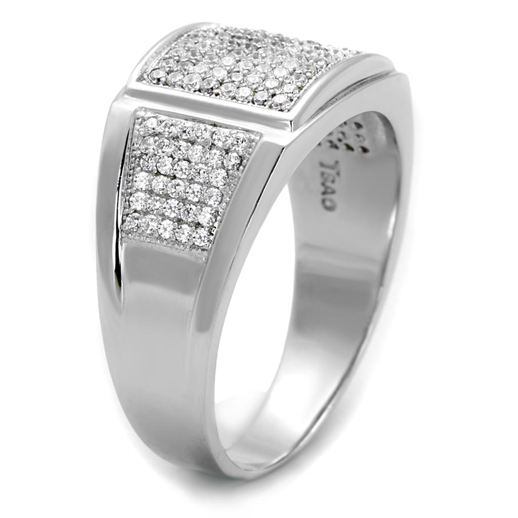 TS241 - Rhodium 925 Sterling Silver Ring with AAA Grade CZ in Clear