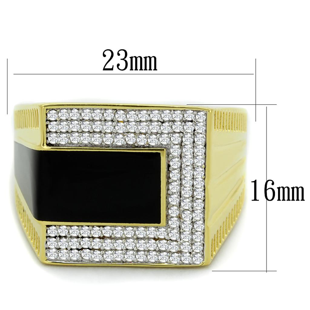 TS245 - Gold+Rhodium 925 Sterling Silver Ring with AAA Grade CZ in Clear