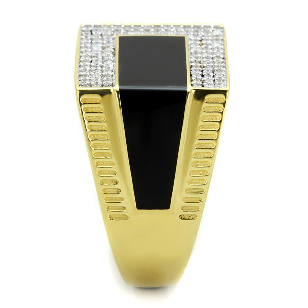 TS245 - Gold+Rhodium 925 Sterling Silver Ring with AAA Grade CZ in Clear