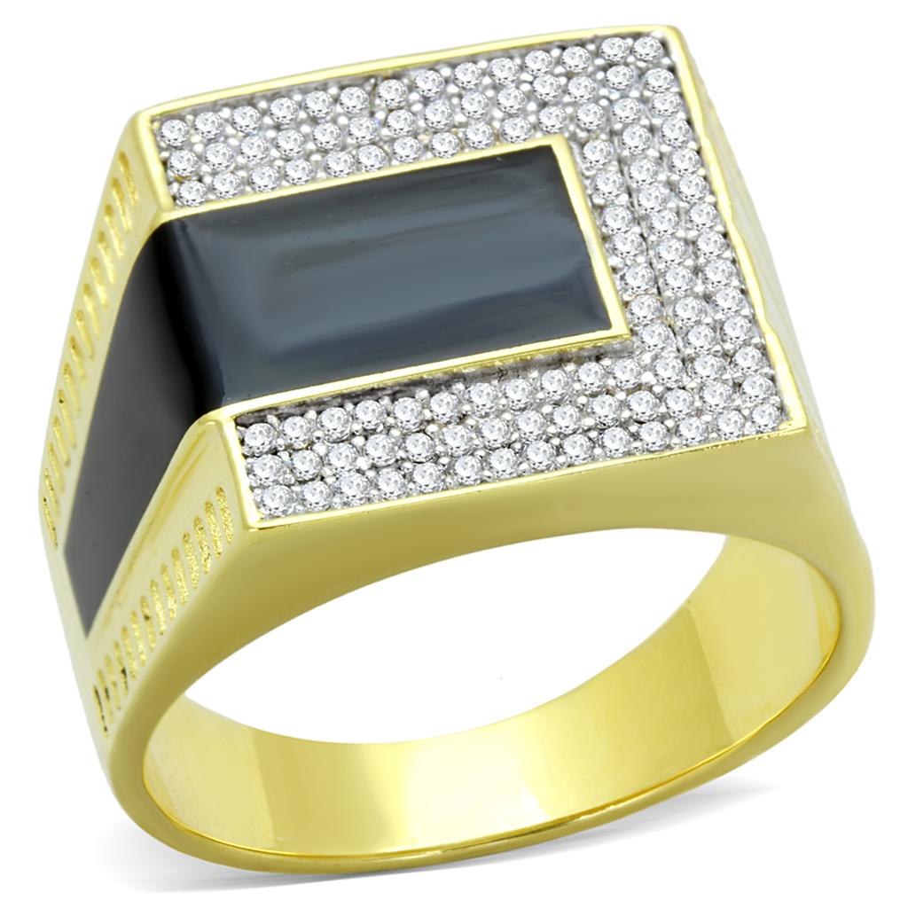 TS245 - Gold+Rhodium 925 Sterling Silver Ring with AAA Grade CZ in Clear