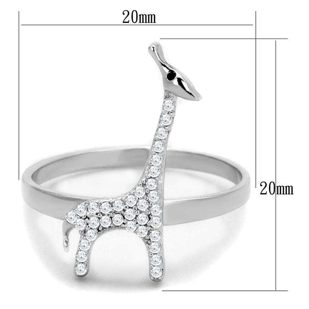 TS255 - Rhodium 925 Sterling Silver Ring with AAA Grade CZ in Clear