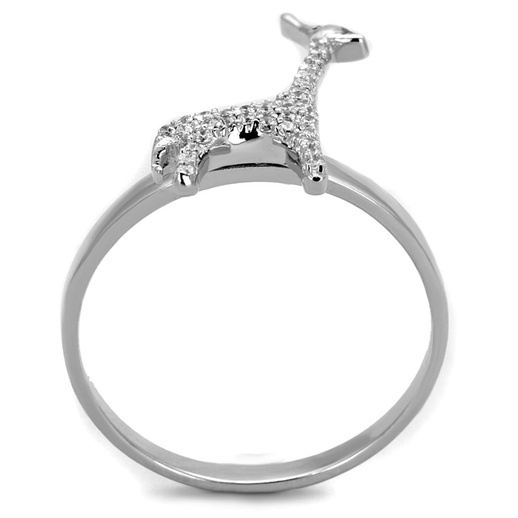 TS255 - Rhodium 925 Sterling Silver Ring with AAA Grade CZ in Clear
