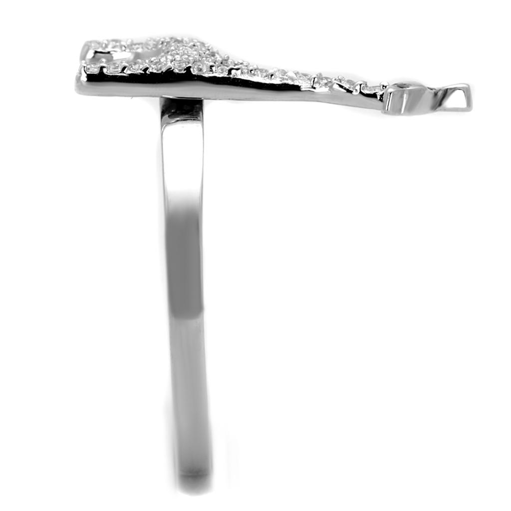 TS255 - Rhodium 925 Sterling Silver Ring with AAA Grade CZ in Clear