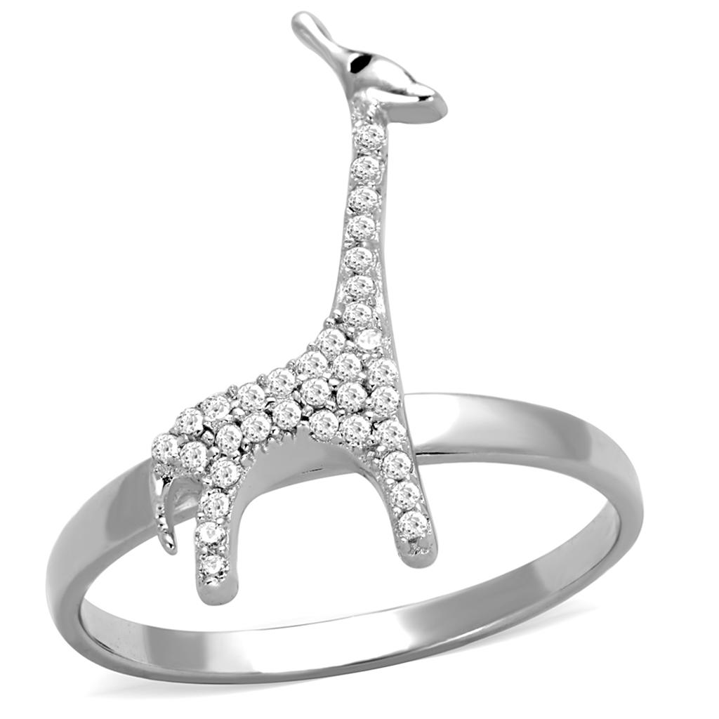 TS255 - Rhodium 925 Sterling Silver Ring with AAA Grade CZ in Clear