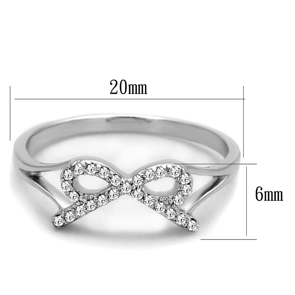 TS259 - Rhodium 925 Sterling Silver Ring with AAA Grade CZ in Clear