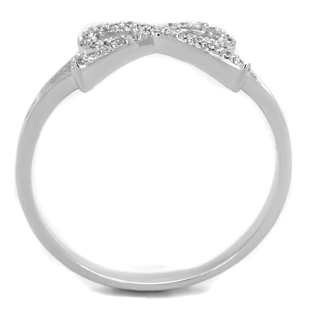 TS259 - Rhodium 925 Sterling Silver Ring with AAA Grade CZ in Clear