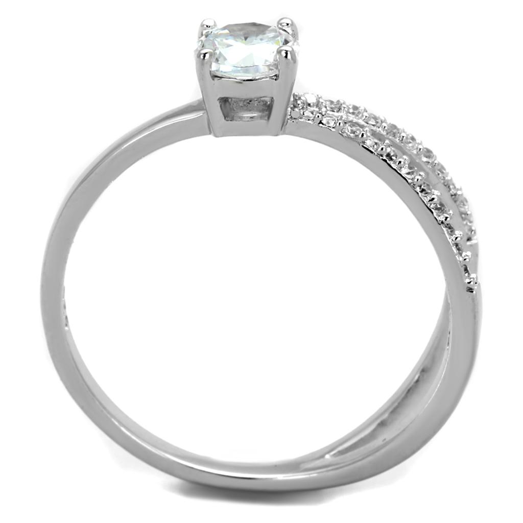 TS261 - Rhodium 925 Sterling Silver Ring with AAA Grade CZ in Clear