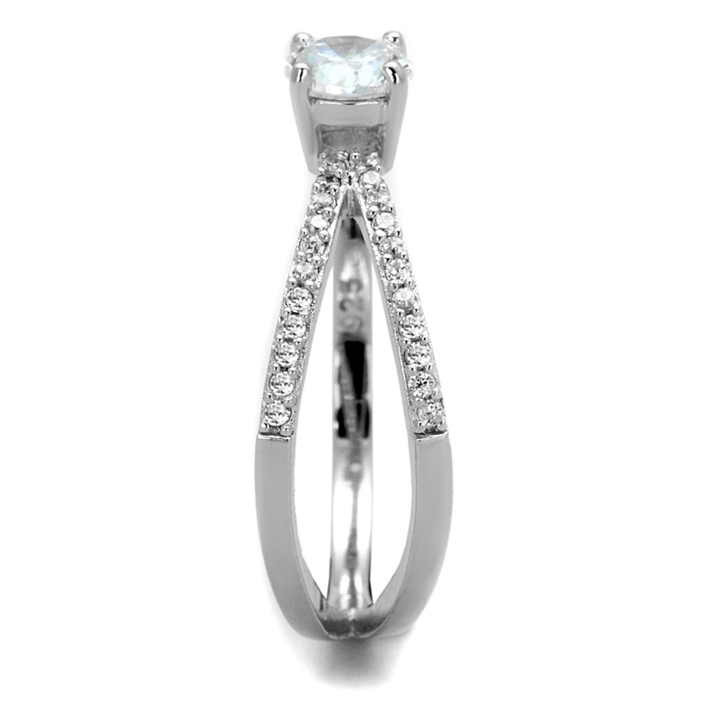 TS261 - Rhodium 925 Sterling Silver Ring with AAA Grade CZ in Clear