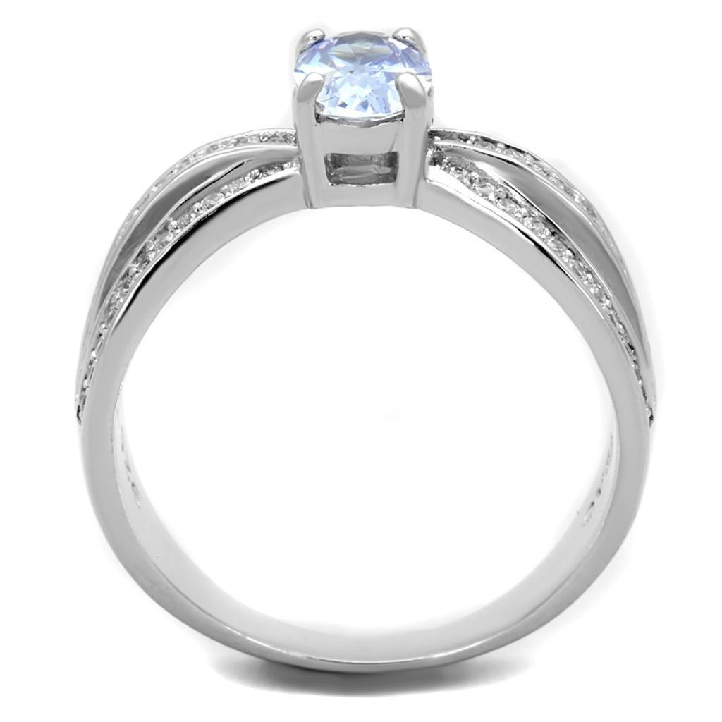 TS265 - Rhodium 925 Sterling Silver Ring with AAA Grade CZ in Light Amethyst
