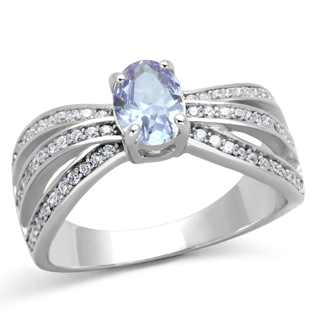 TS265 - Rhodium 925 Sterling Silver Ring with AAA Grade CZ in Light Amethyst