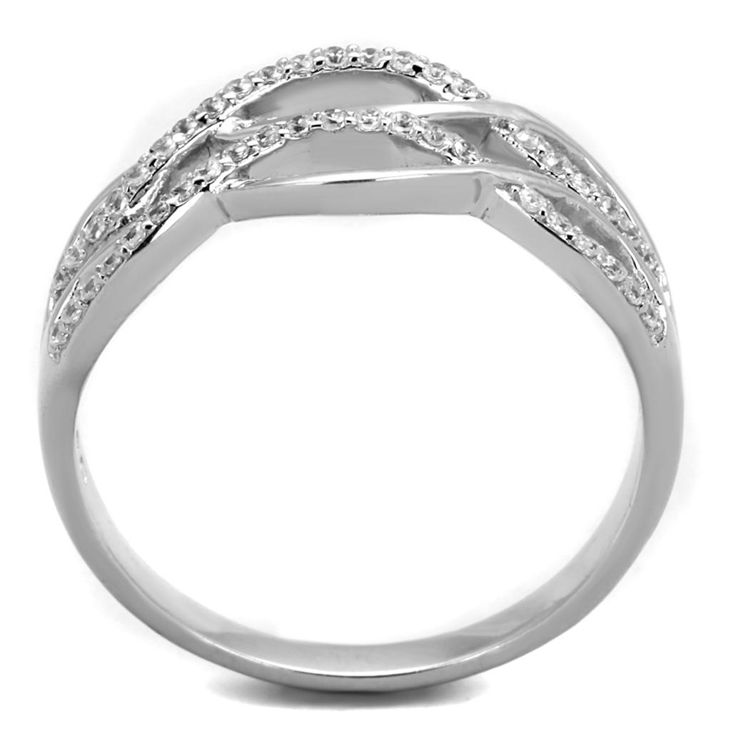 TS266 - Rhodium 925 Sterling Silver Ring with AAA Grade CZ in Clear