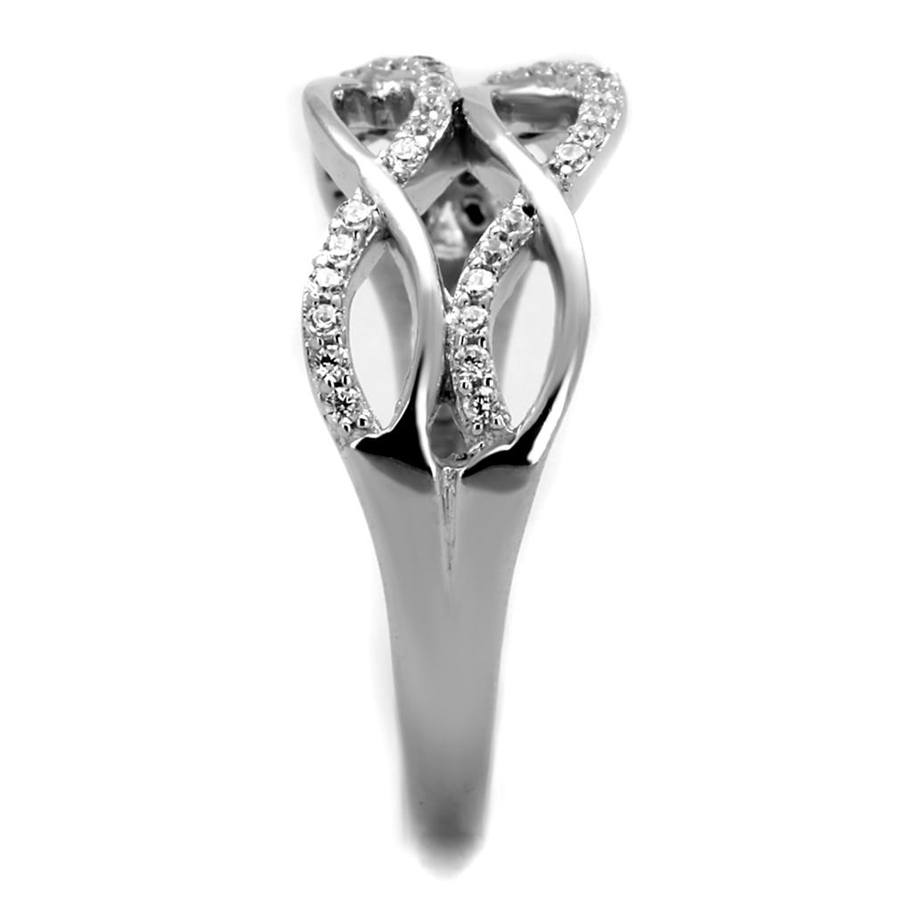 TS266 - Rhodium 925 Sterling Silver Ring with AAA Grade CZ in Clear