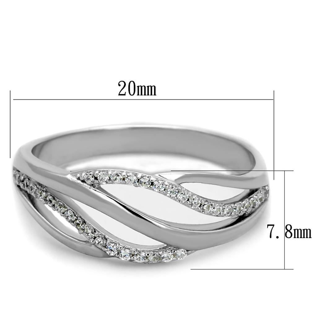 TS268 - Rhodium 925 Sterling Silver Ring with AAA Grade CZ in Clear