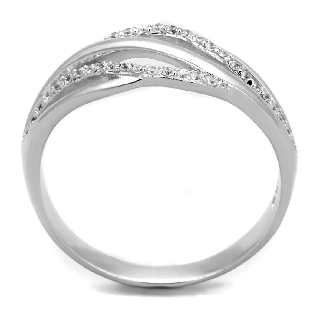 TS268 - Rhodium 925 Sterling Silver Ring with AAA Grade CZ in Clear