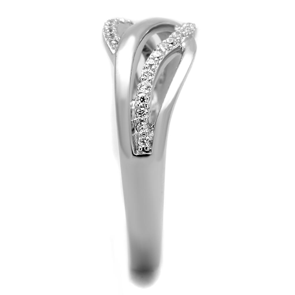 TS268 - Rhodium 925 Sterling Silver Ring with AAA Grade CZ in Clear