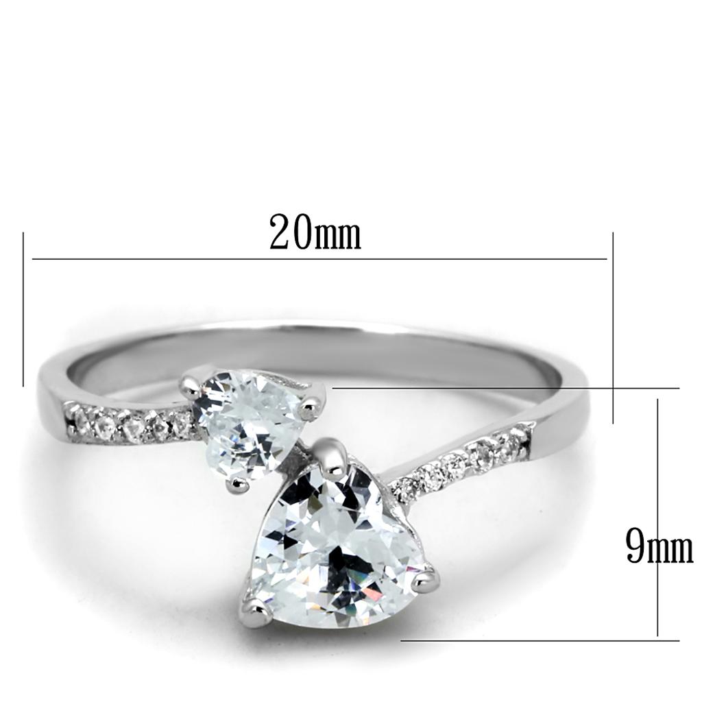 TS271 - Rhodium 925 Sterling Silver Ring with AAA Grade CZ in Clear