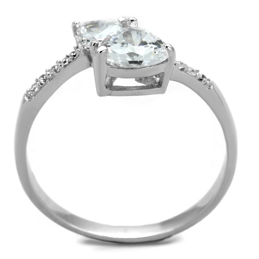 TS271 - Rhodium 925 Sterling Silver Ring with AAA Grade CZ in Clear