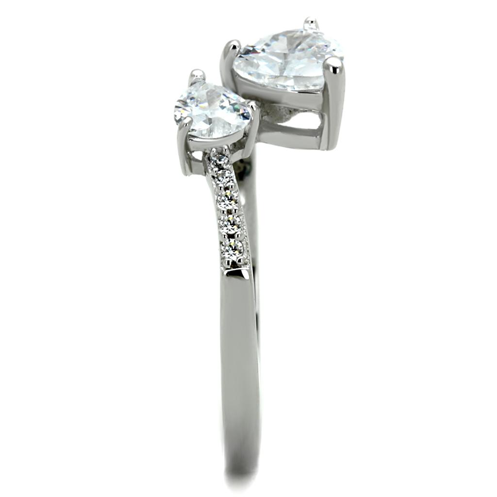 TS271 - Rhodium 925 Sterling Silver Ring with AAA Grade CZ in Clear