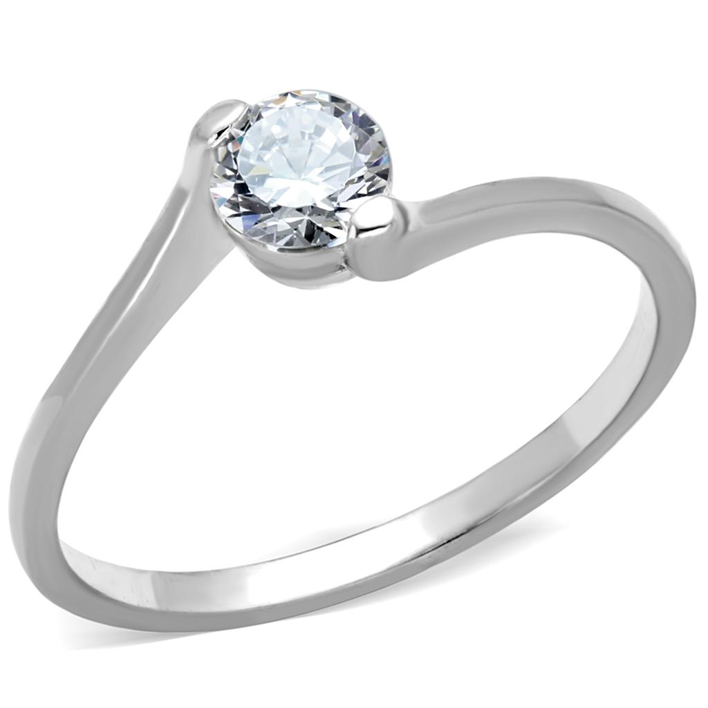 TS272 - Rhodium 925 Sterling Silver Ring with AAA Grade CZ in Clear