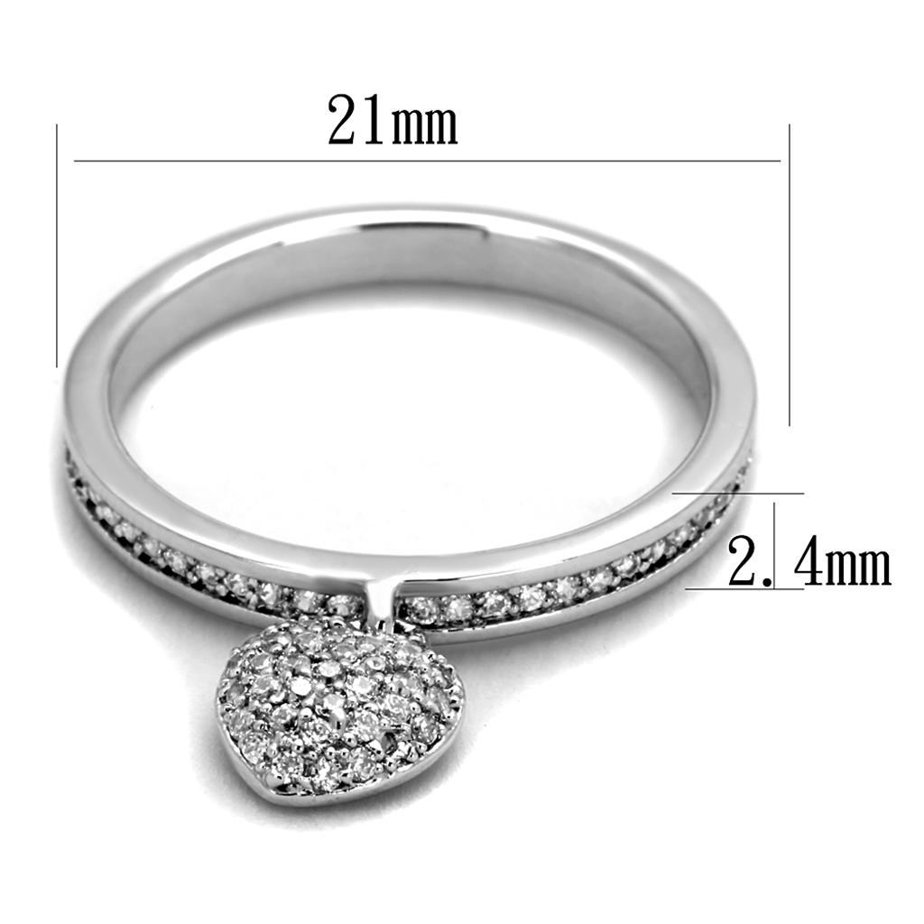 TS275 - Rhodium 925 Sterling Silver Ring with AAA Grade CZ in Clear