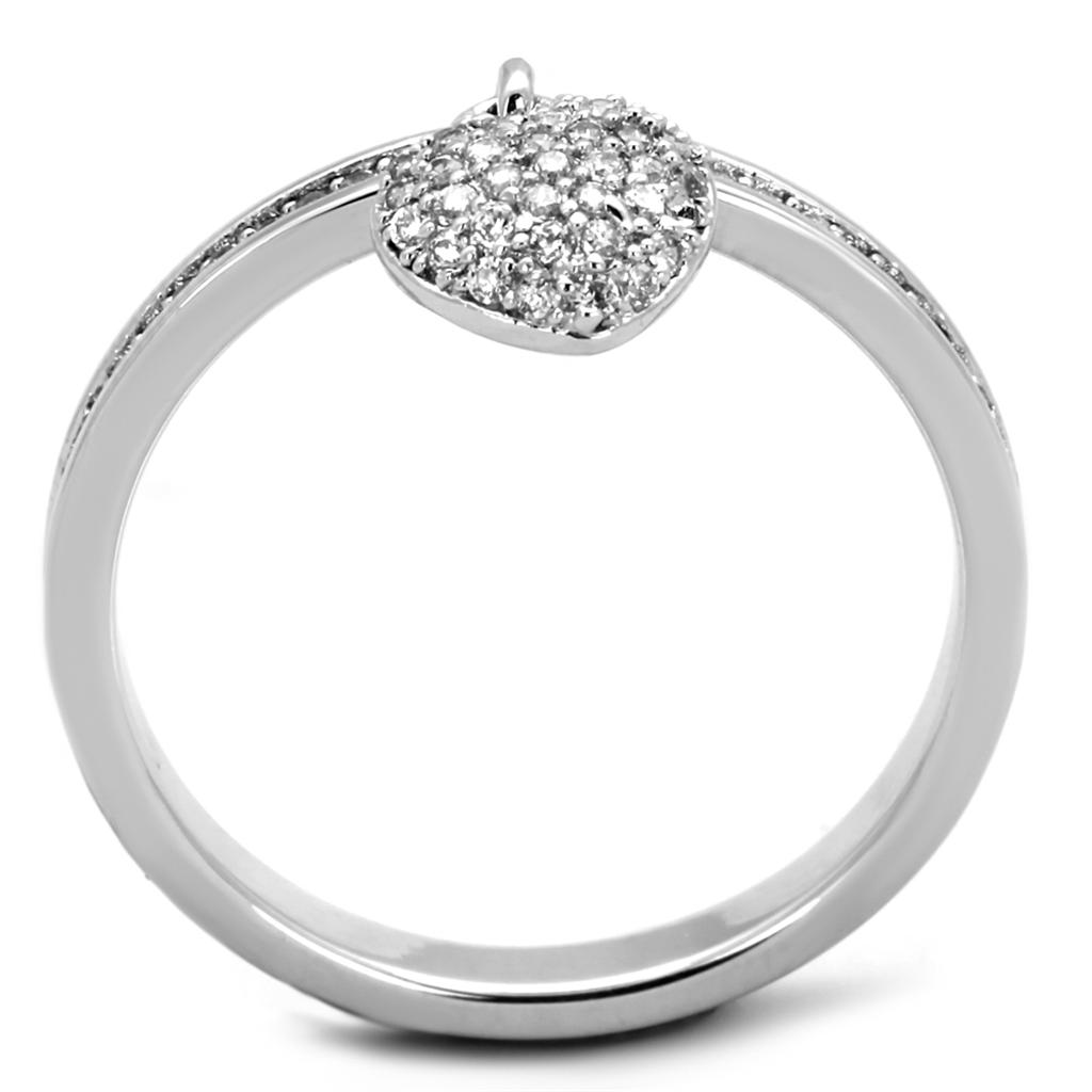 TS275 - Rhodium 925 Sterling Silver Ring with AAA Grade CZ in Clear