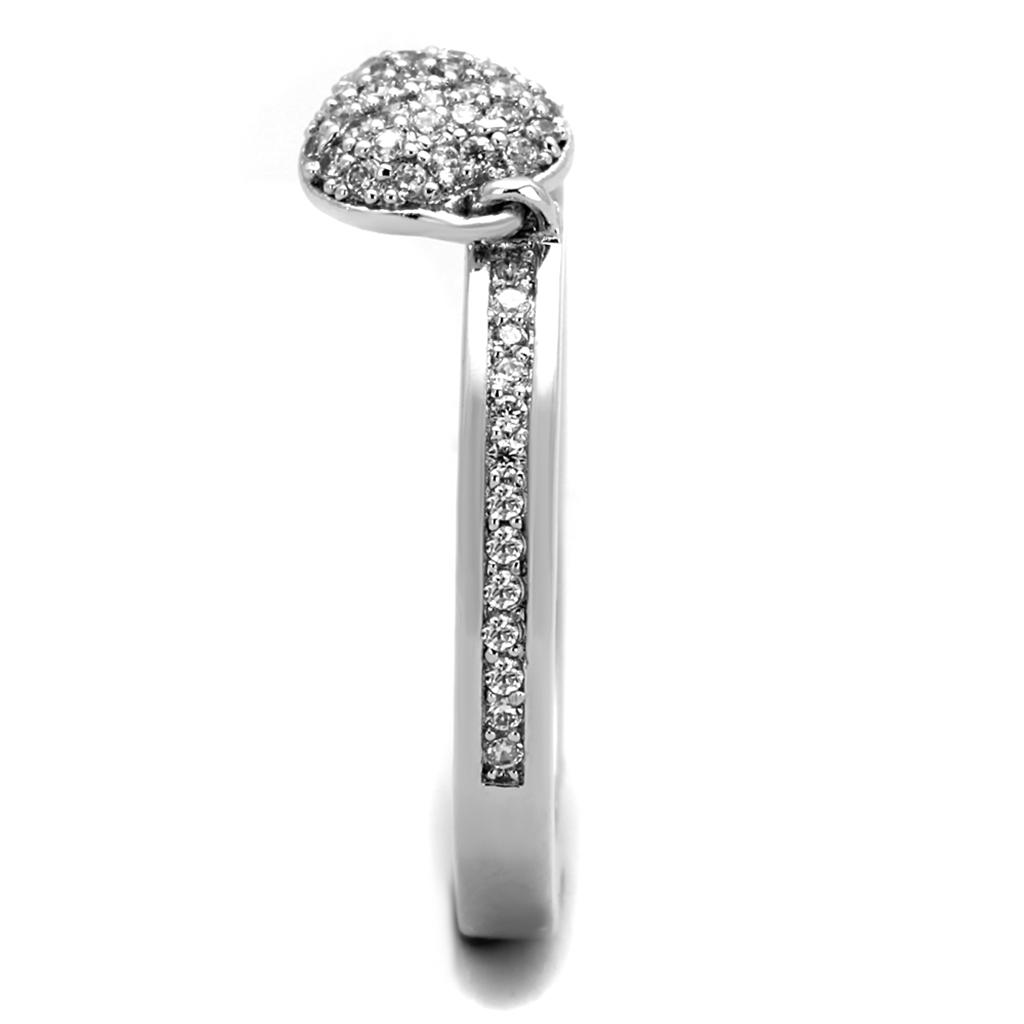 TS275 - Rhodium 925 Sterling Silver Ring with AAA Grade CZ in Clear