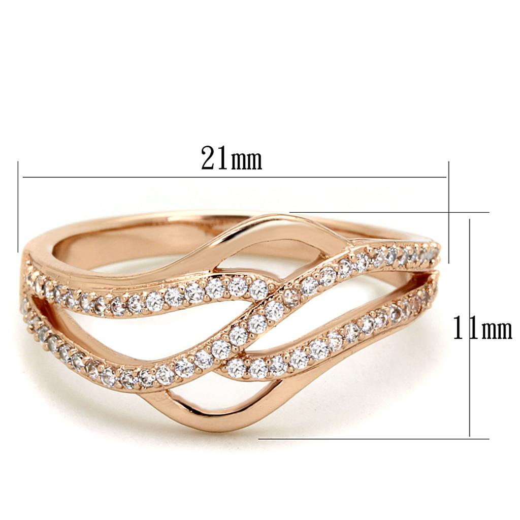TS276 - Rose Gold 925 Sterling Silver Ring with AAA Grade CZ in Clear