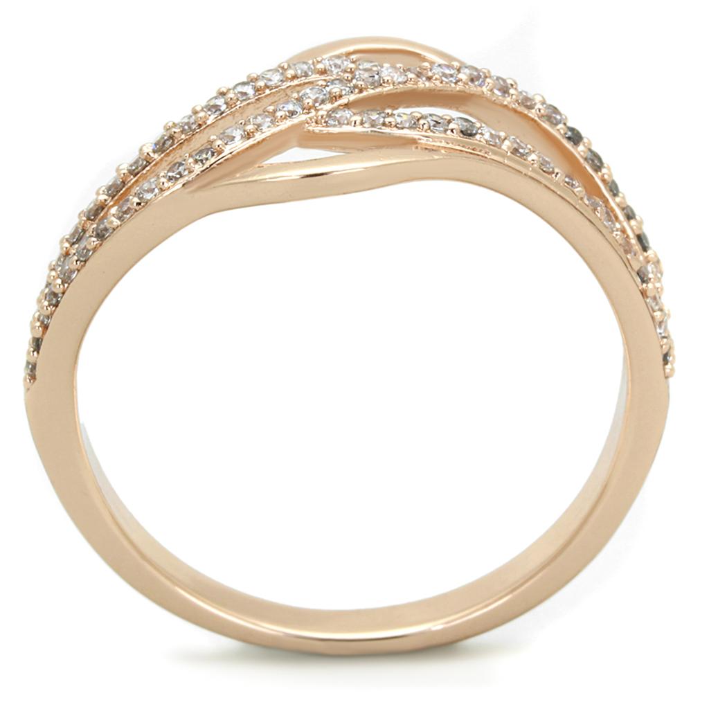 TS276 - Rose Gold 925 Sterling Silver Ring with AAA Grade CZ in Clear