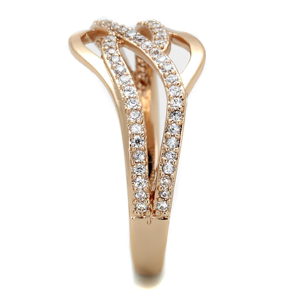 TS276 - Rose Gold 925 Sterling Silver Ring with AAA Grade CZ in Clear