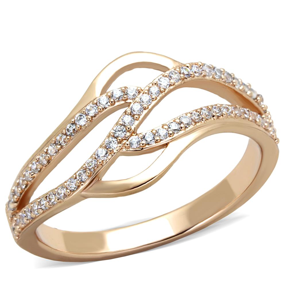 TS276 - Rose Gold 925 Sterling Silver Ring with AAA Grade CZ in Clear