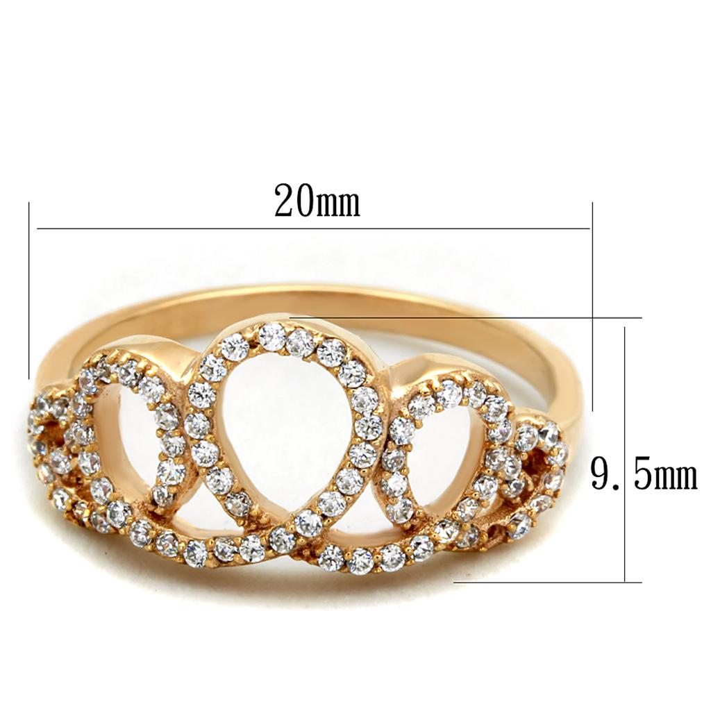 TS279 - Rose Gold 925 Sterling Silver Ring with AAA Grade CZ in Clear