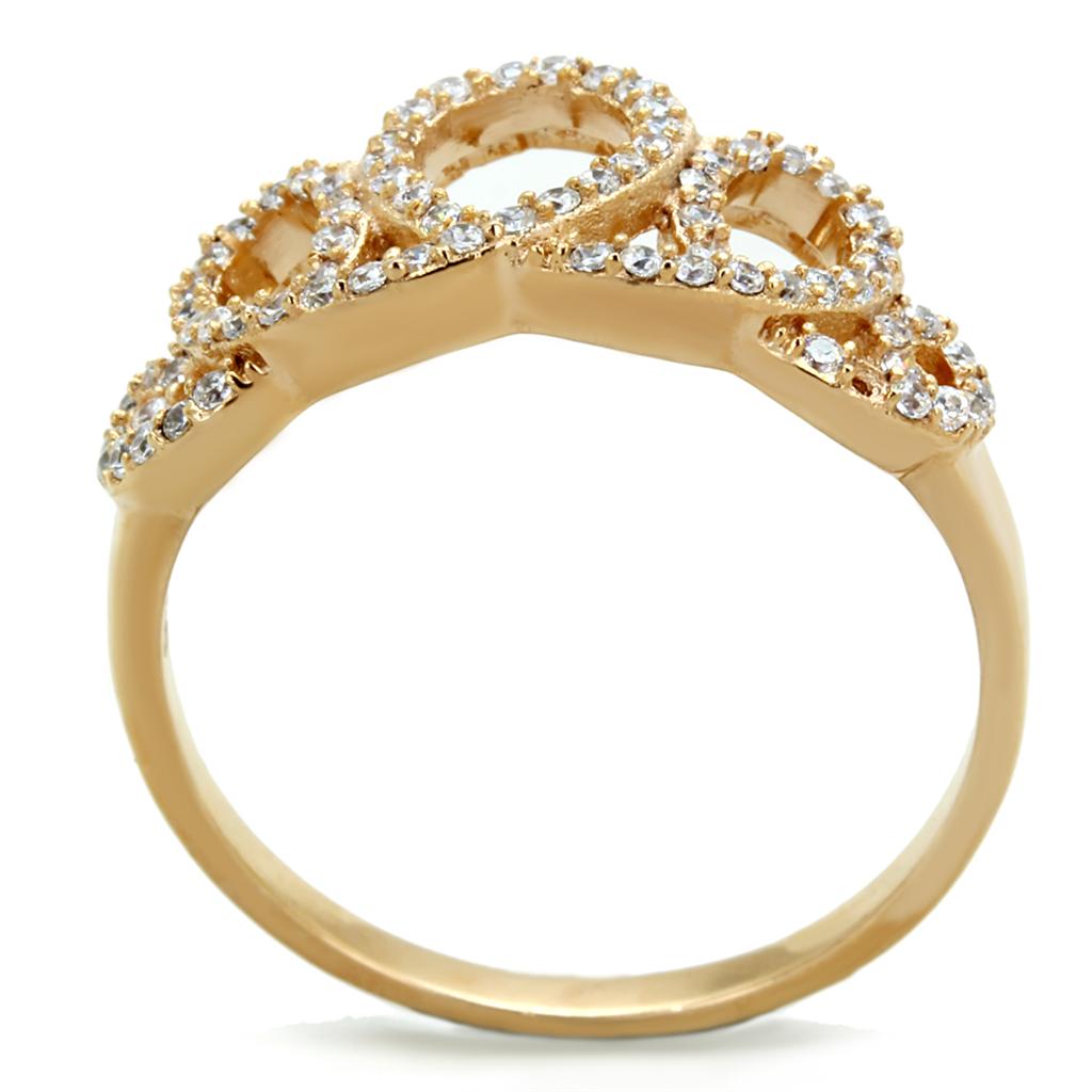 TS279 - Rose Gold 925 Sterling Silver Ring with AAA Grade CZ in Clear