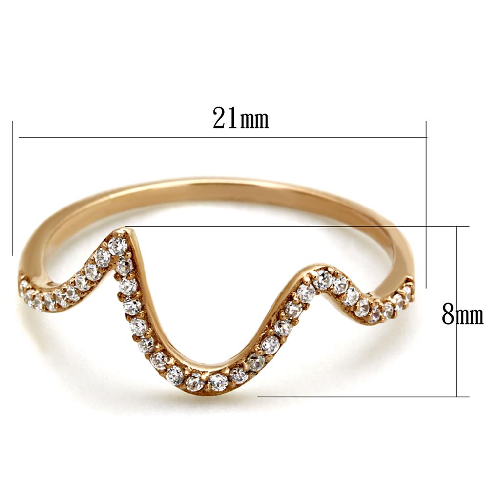 TS280 - Rose Gold 925 Sterling Silver Ring with AAA Grade CZ in Clear