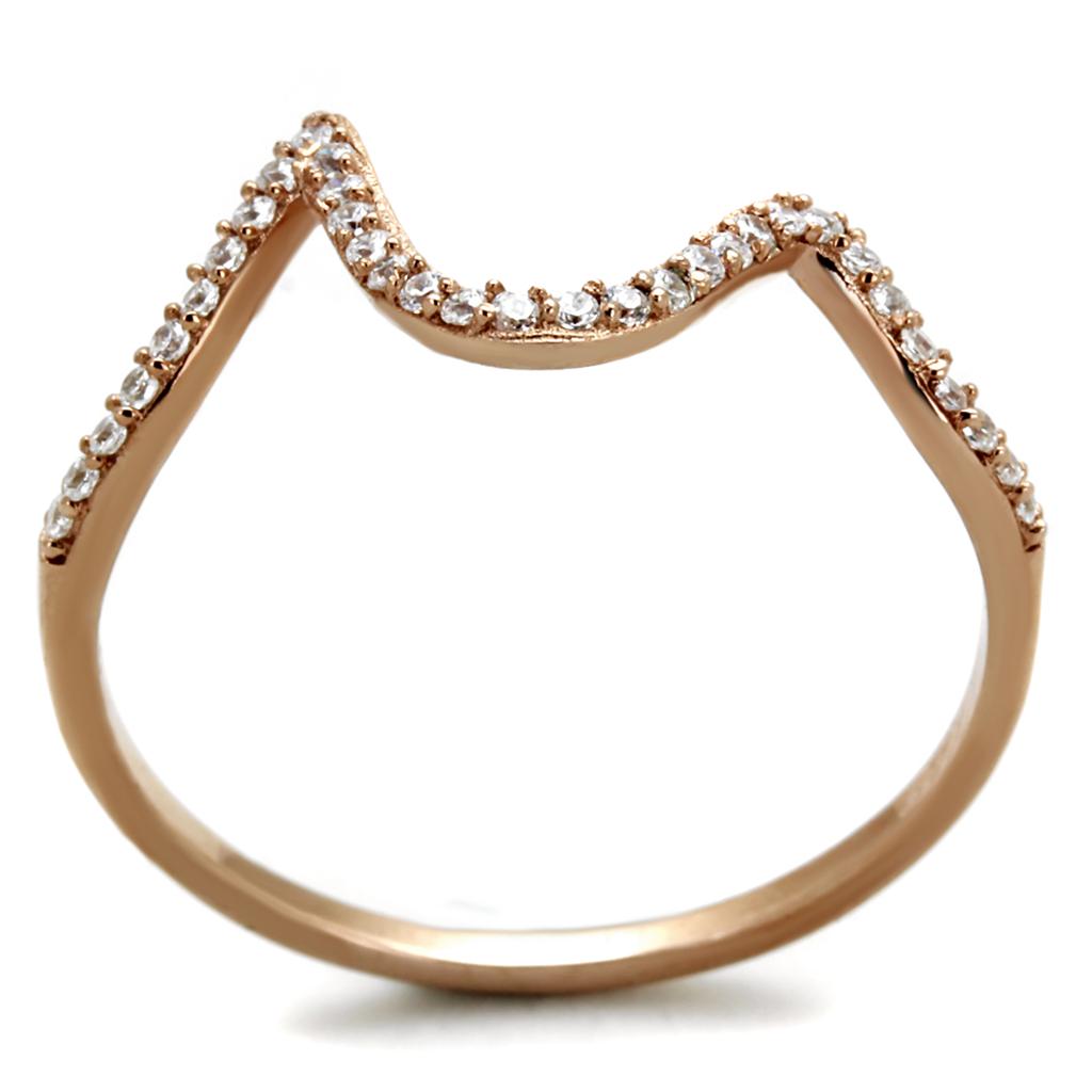 TS280 - Rose Gold 925 Sterling Silver Ring with AAA Grade CZ in Clear