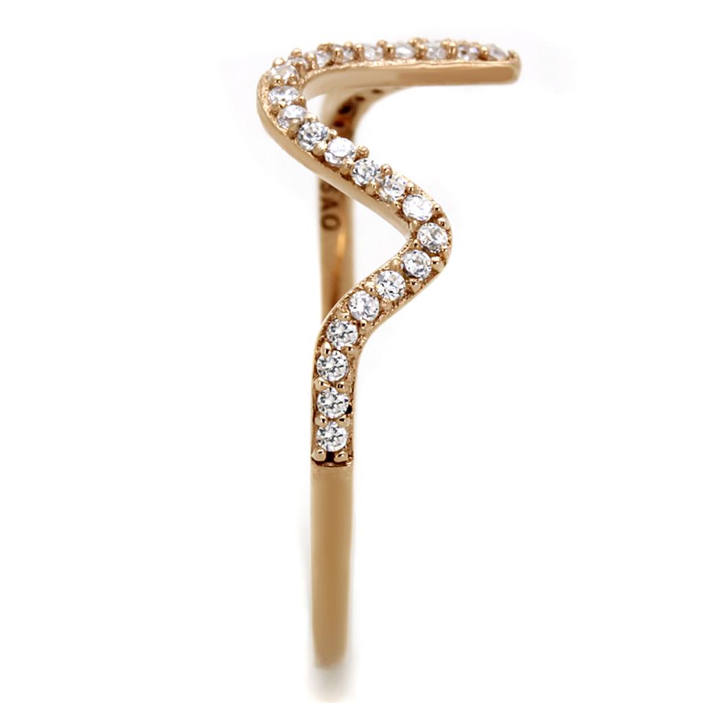 TS280 - Rose Gold 925 Sterling Silver Ring with AAA Grade CZ in Clear
