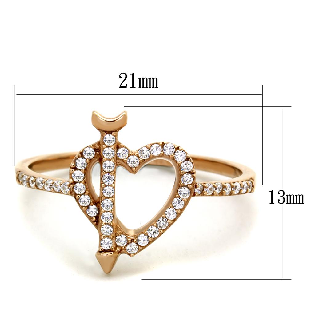 TS281 - Rose Gold 925 Sterling Silver Ring with AAA Grade CZ in Clear