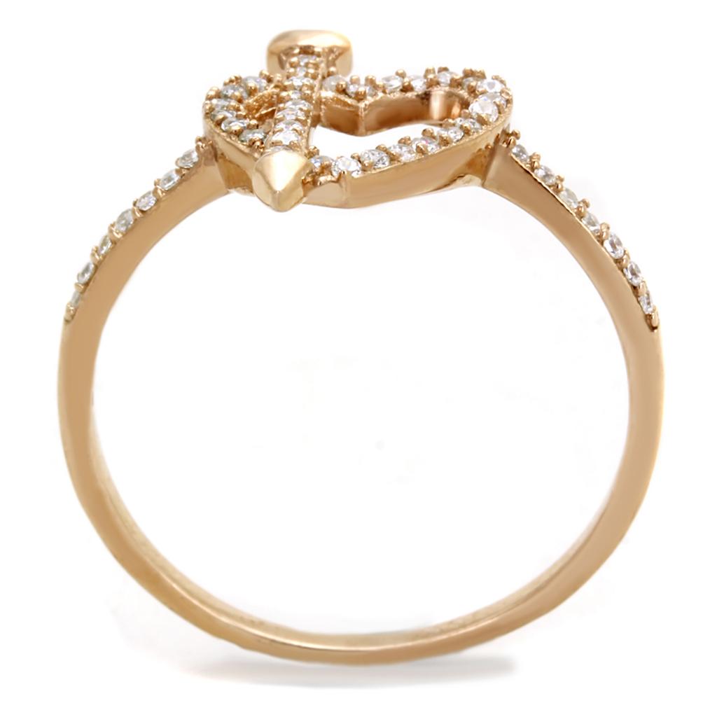 TS281 - Rose Gold 925 Sterling Silver Ring with AAA Grade CZ in Clear