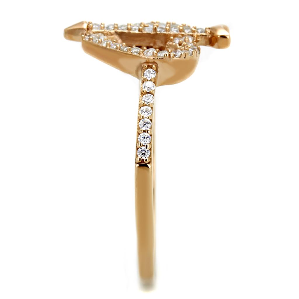 TS281 - Rose Gold 925 Sterling Silver Ring with AAA Grade CZ in Clear