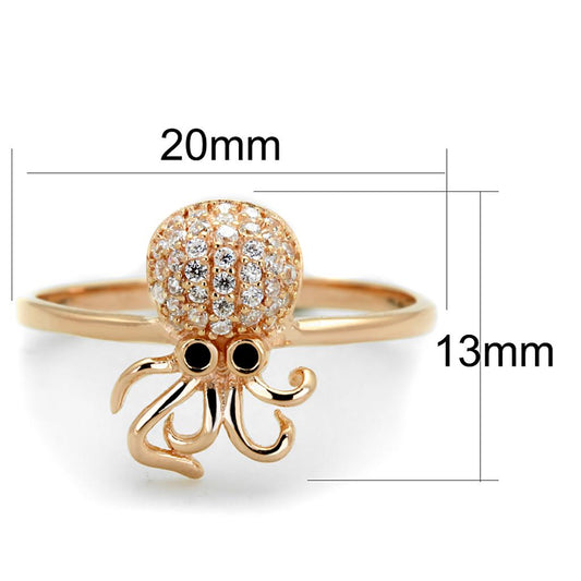 TS282 - Rose Gold 925 Sterling Silver Ring with AAA Grade CZ  in Black Diamond