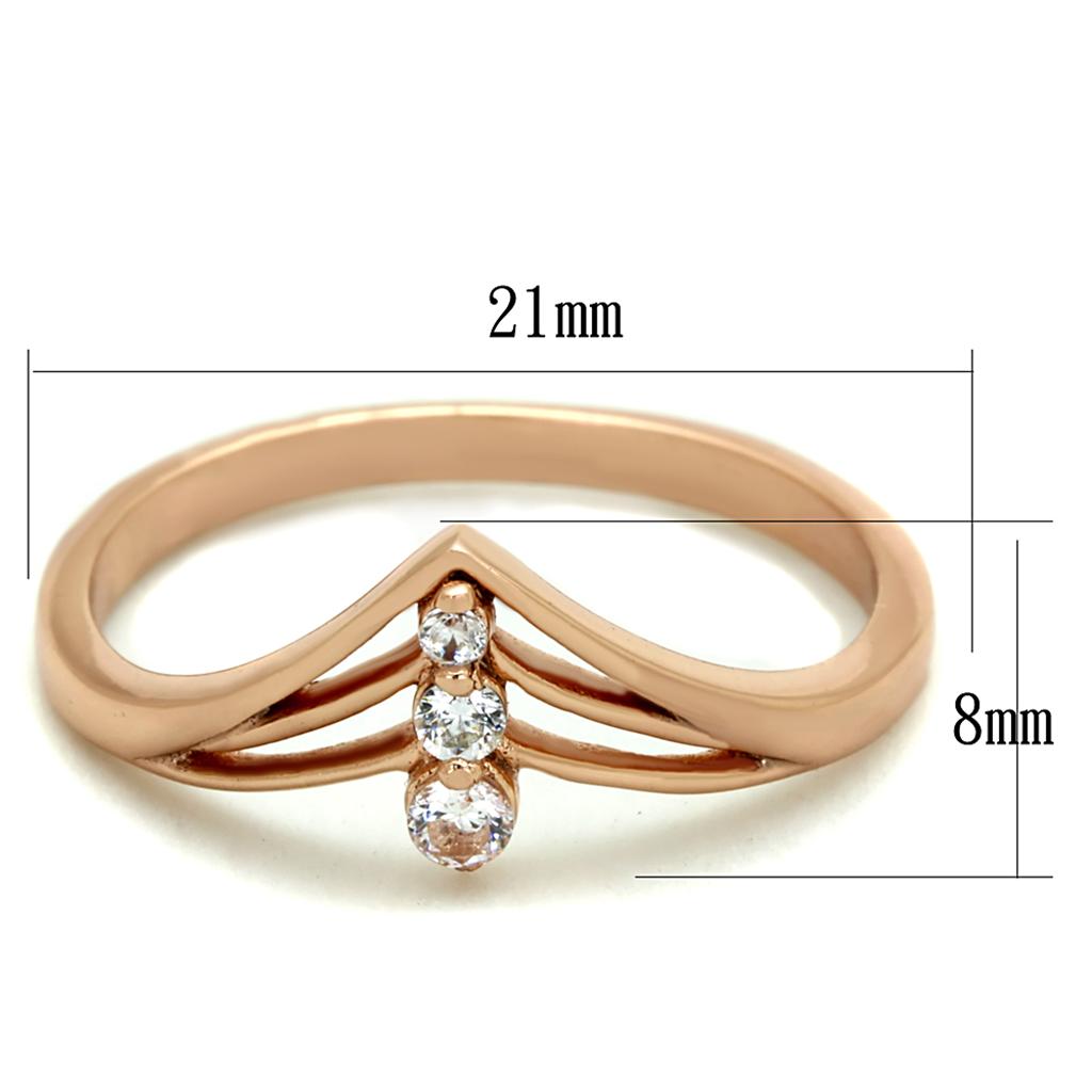 TS283 - Rose Gold 925 Sterling Silver Ring with AAA Grade CZ in Clear