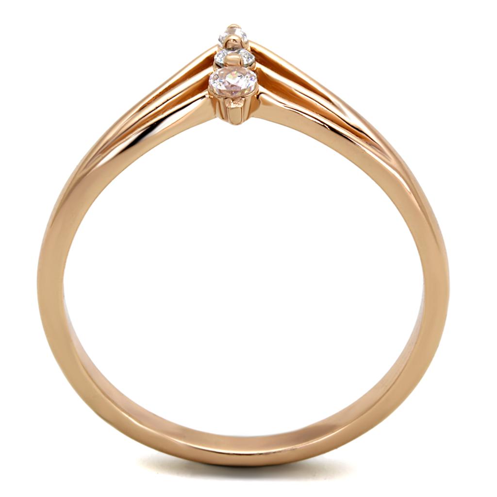TS283 - Rose Gold 925 Sterling Silver Ring with AAA Grade CZ in Clear